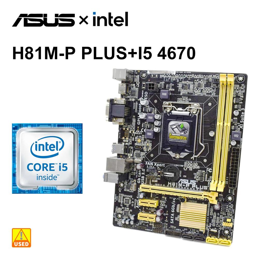 1150  ŰƮ, ASUS H81M-P PLUS  + i5- 4670 CPU,  H81 , 8GB DDR3 RAM, USB3.0 Micro-ATX